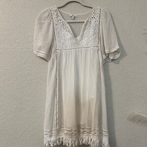 Joie Cream Lace Accent Mini Dress a